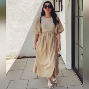 Sofie the Label Beige Puff Sleeve Dress, size small